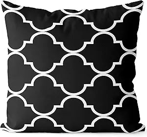 Microfiber Geometric Throw Pillow Cover – Black & White (18"x18")