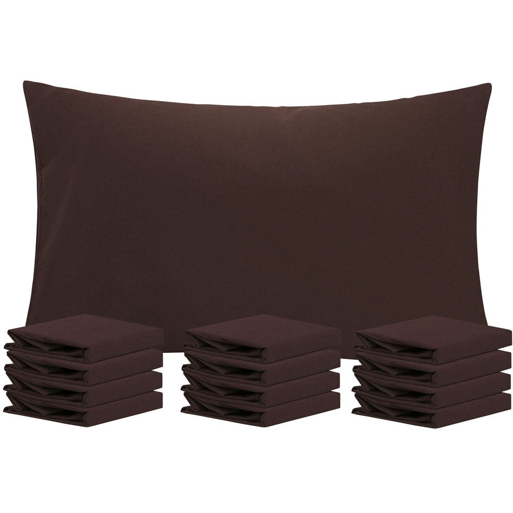NTBAY 12 Pack Microfiber Pillowcases with Envelope Closure Dark Brown / Queen (20 x 30 inches) - NTBAY