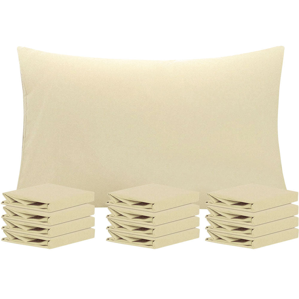 NTBAY 12 Pack Microfiber Pillowcases with Envelope Closure Khaki / Queen (20 x 30 inches) - NTBAY