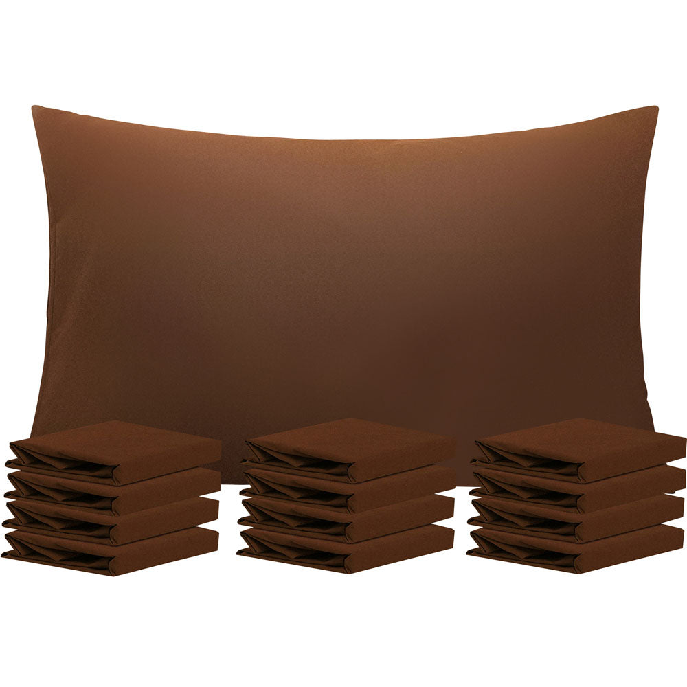 NTBAY 12 Pack Microfiber Pillowcases with Envelope Closure Brown / Queen (20 x 30 inches) - NTBAY