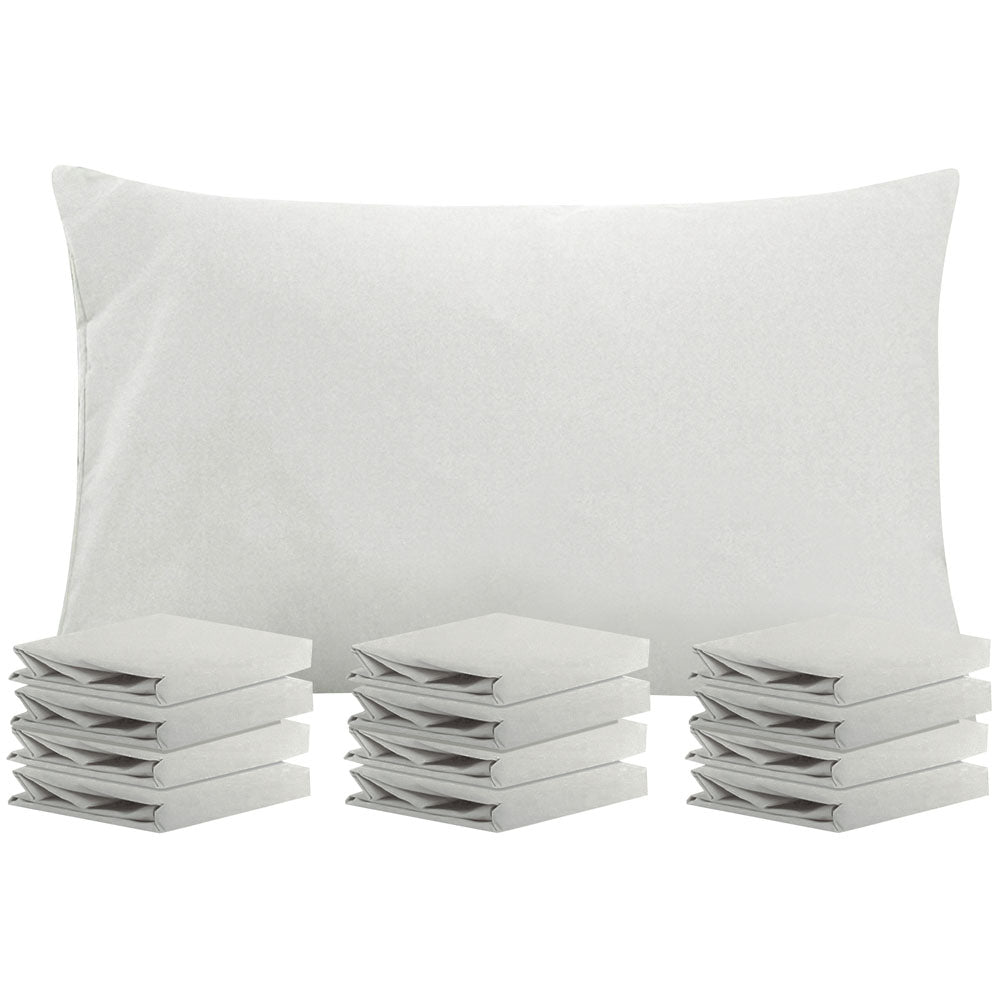 NTBAY 12 Pack Microfiber Pillowcases with Envelope Closure Light Grey / Queen (20 x 30 inches) - NTBAY