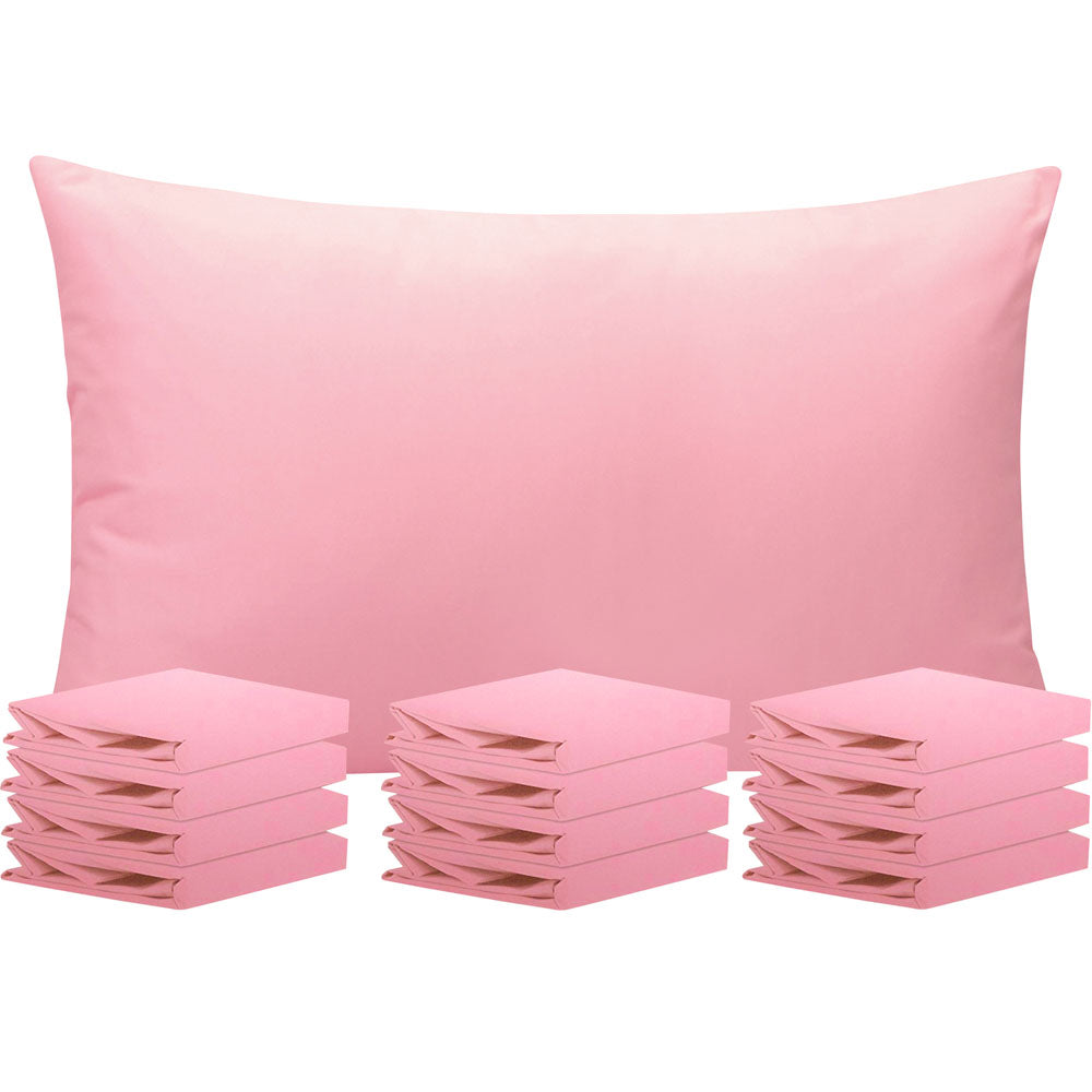 NTBAY 12 Pack Microfiber Pillowcases with Envelope Closure Pink / Queen (20 x 30 inches) - NTBAY