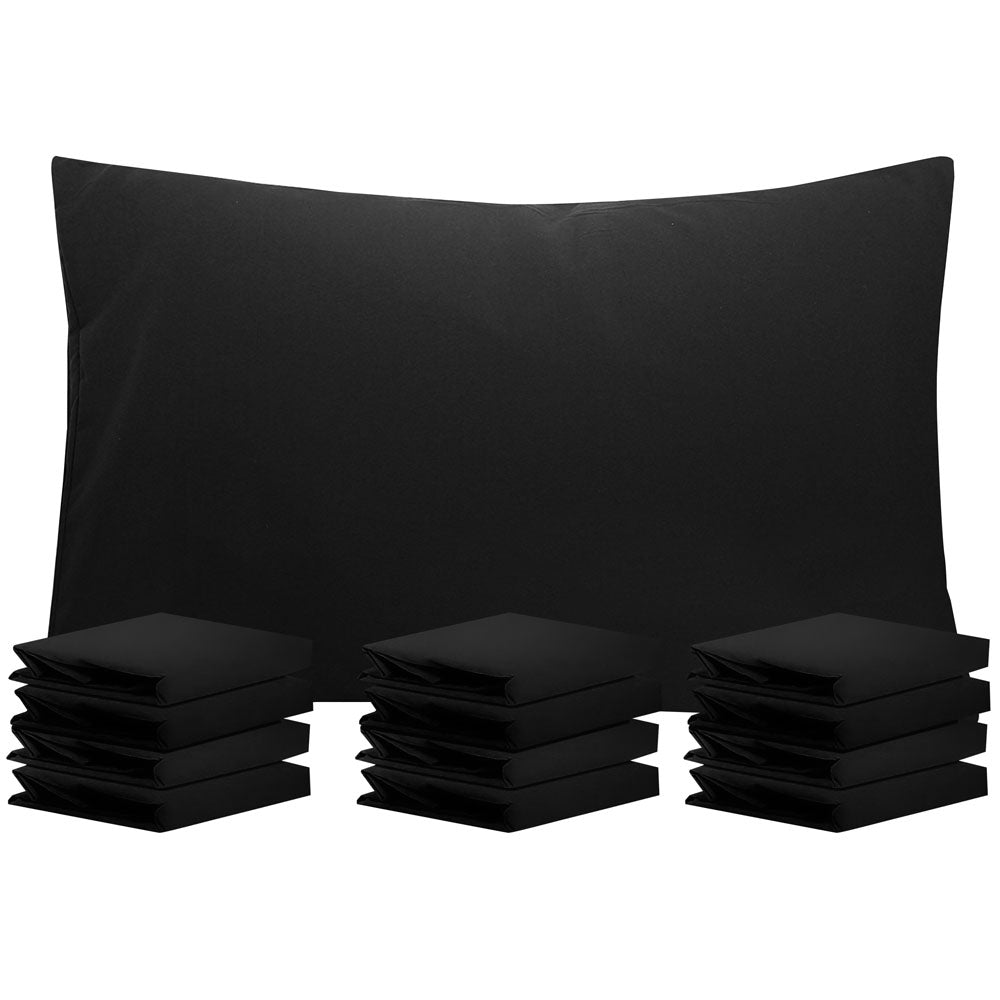 NTBAY 12 Pack Microfiber Pillowcases with Envelope Closure Black / Queen (20 x 30 inches) - NTBAY