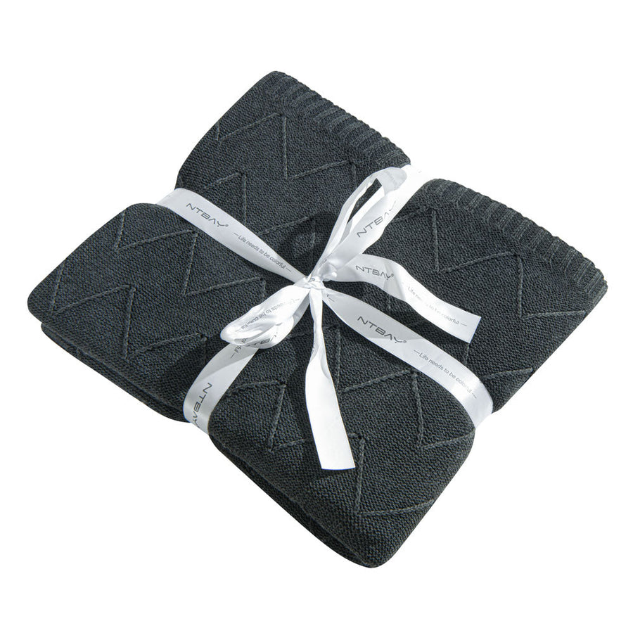 Soft Cotton Cable Knitted Blanket detail view by Fasiano
