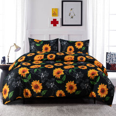 Queen Duvet Cover Set – 3 Pieces, Sunflower Print