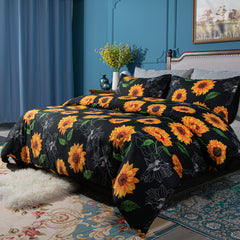 Queen Duvet Cover Set – 3 Pieces, Sunflower Print