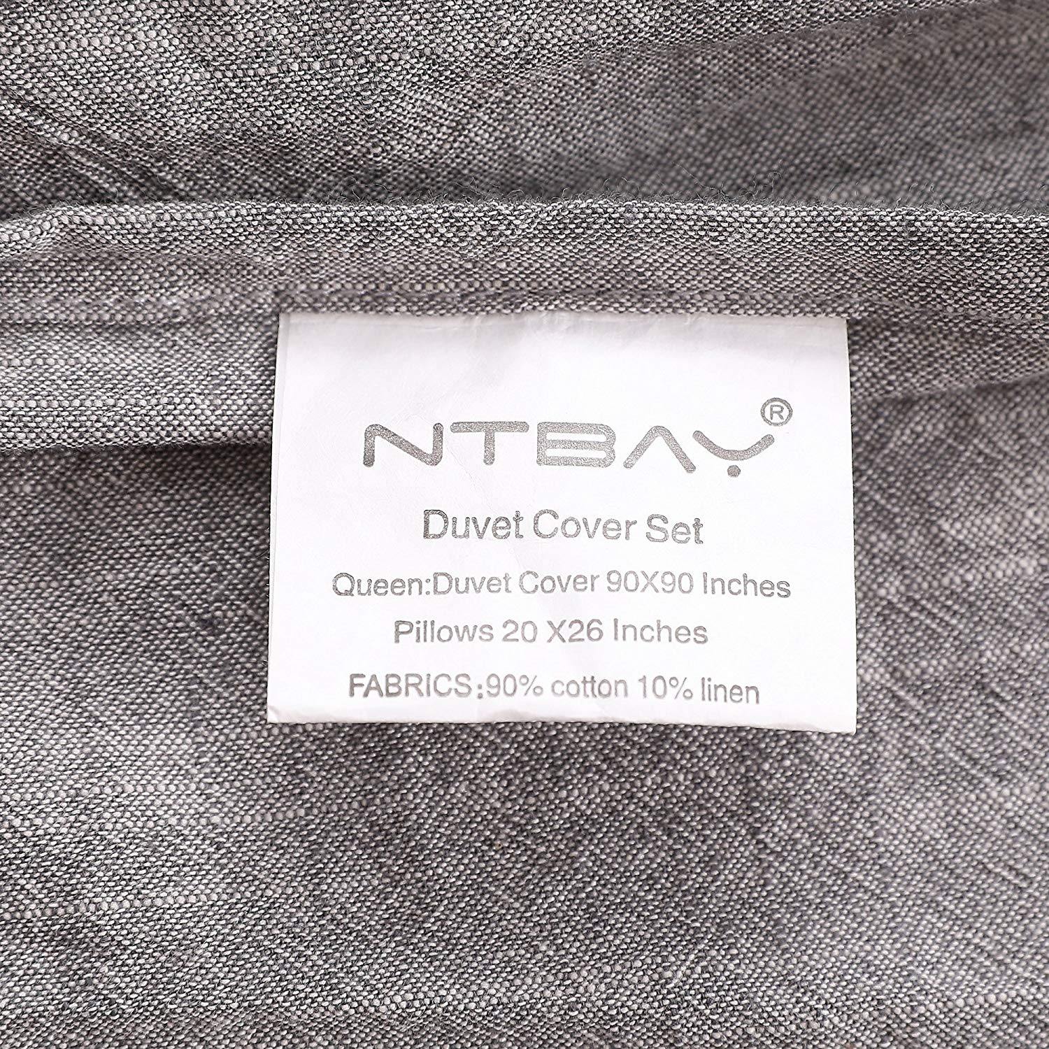 NTBAY 3 Pieces Linen Solid Color Duvet Cover Set - NTBAY