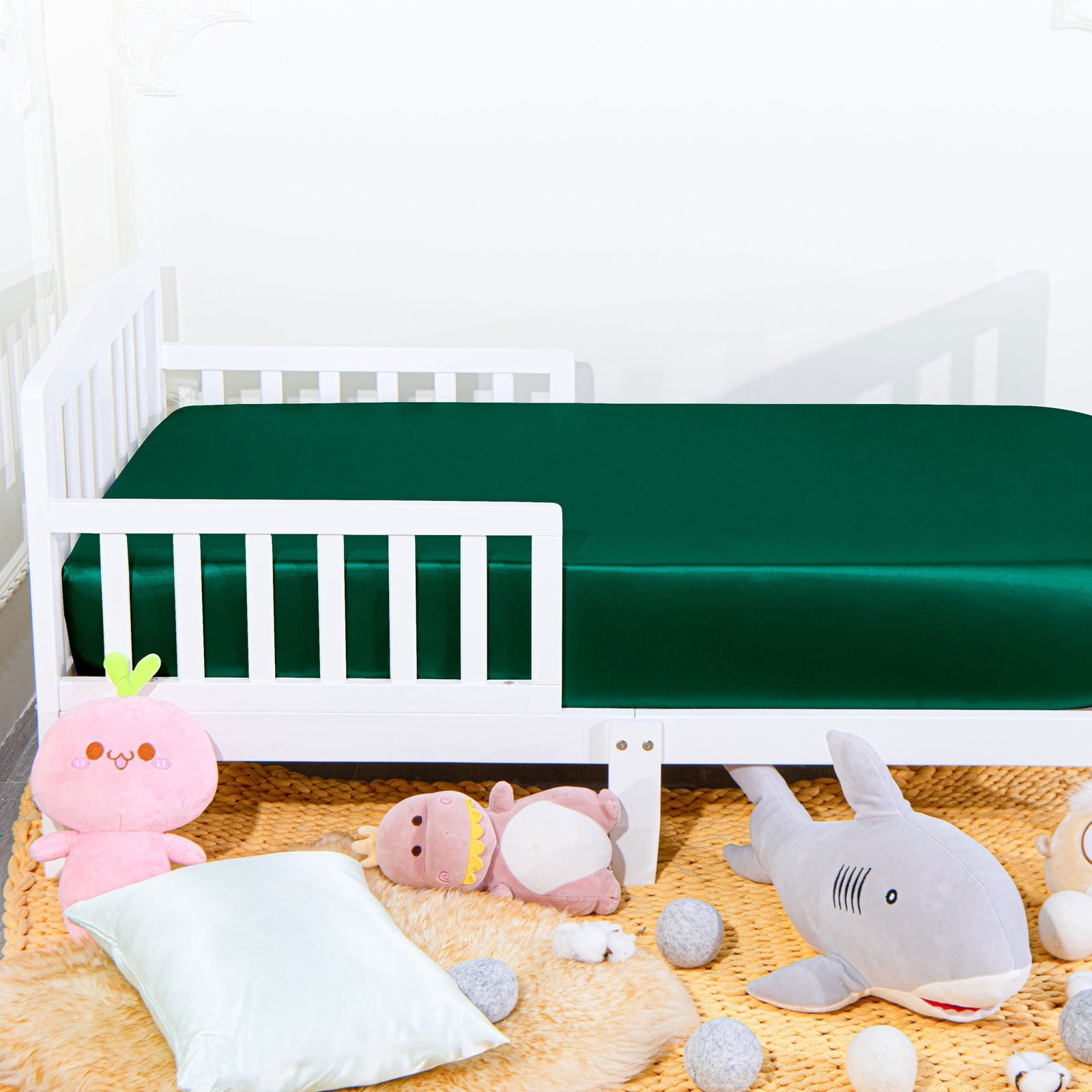 NTBAY Solid Color Satin Toddler Fitted Sheet - NTBAY