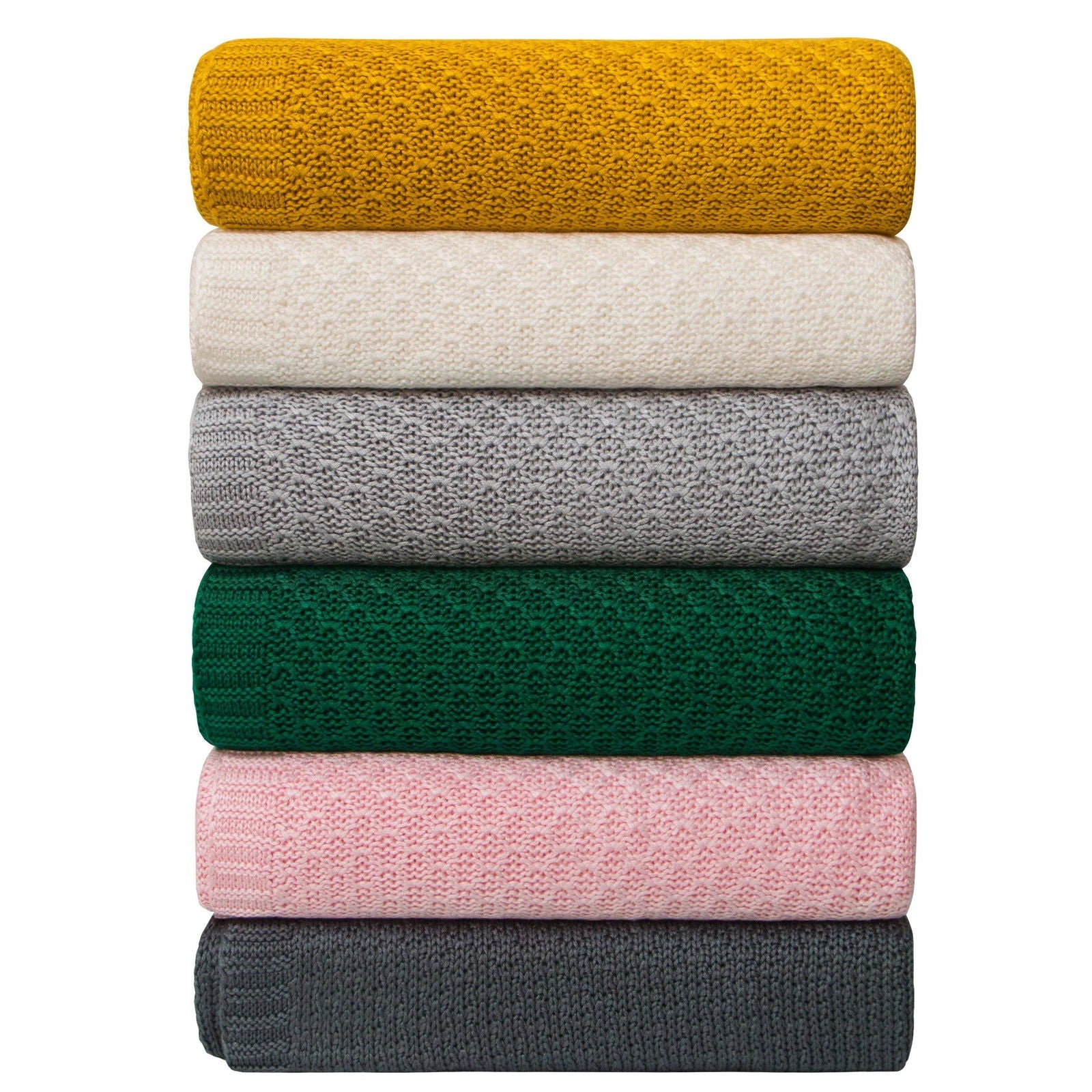 Bamboo Cable Knitted Toddler Blanket size and color view by Fasiano
