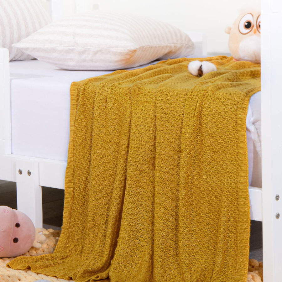 Bamboo Cable Knitted Toddler Blanket texture view by Fasiano