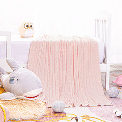 Cotton Cable Knitted Toddler Blanket detail view by Fasiano