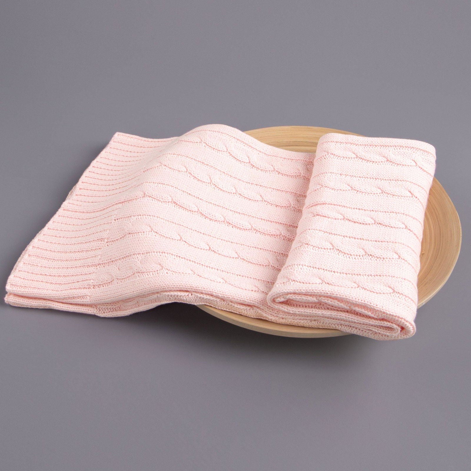Cotton Cable Knitted Toddler Blanket texture view by Fasiano