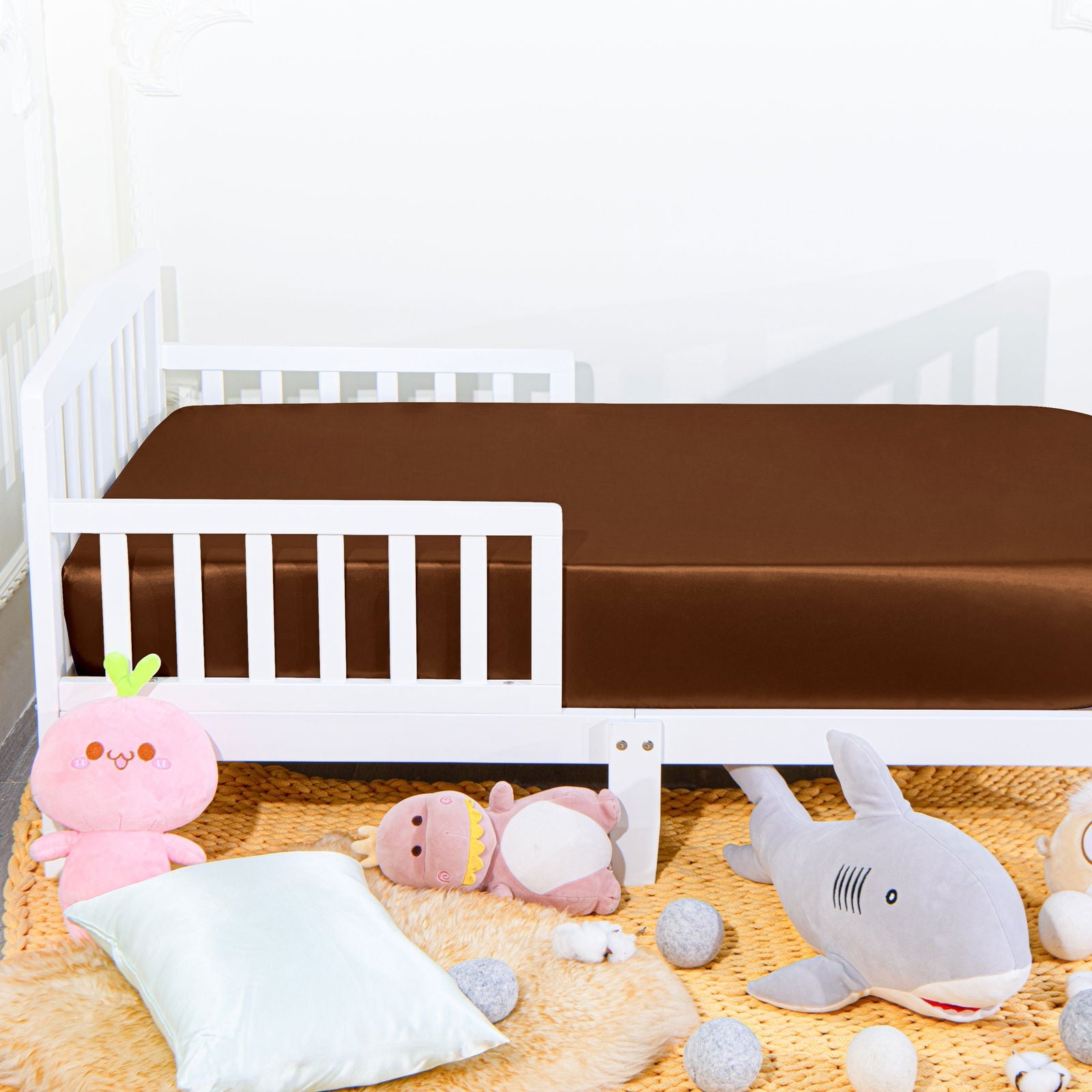 Solid Color Satin Toddler Fitted Sheet bedding essential by Fasiano