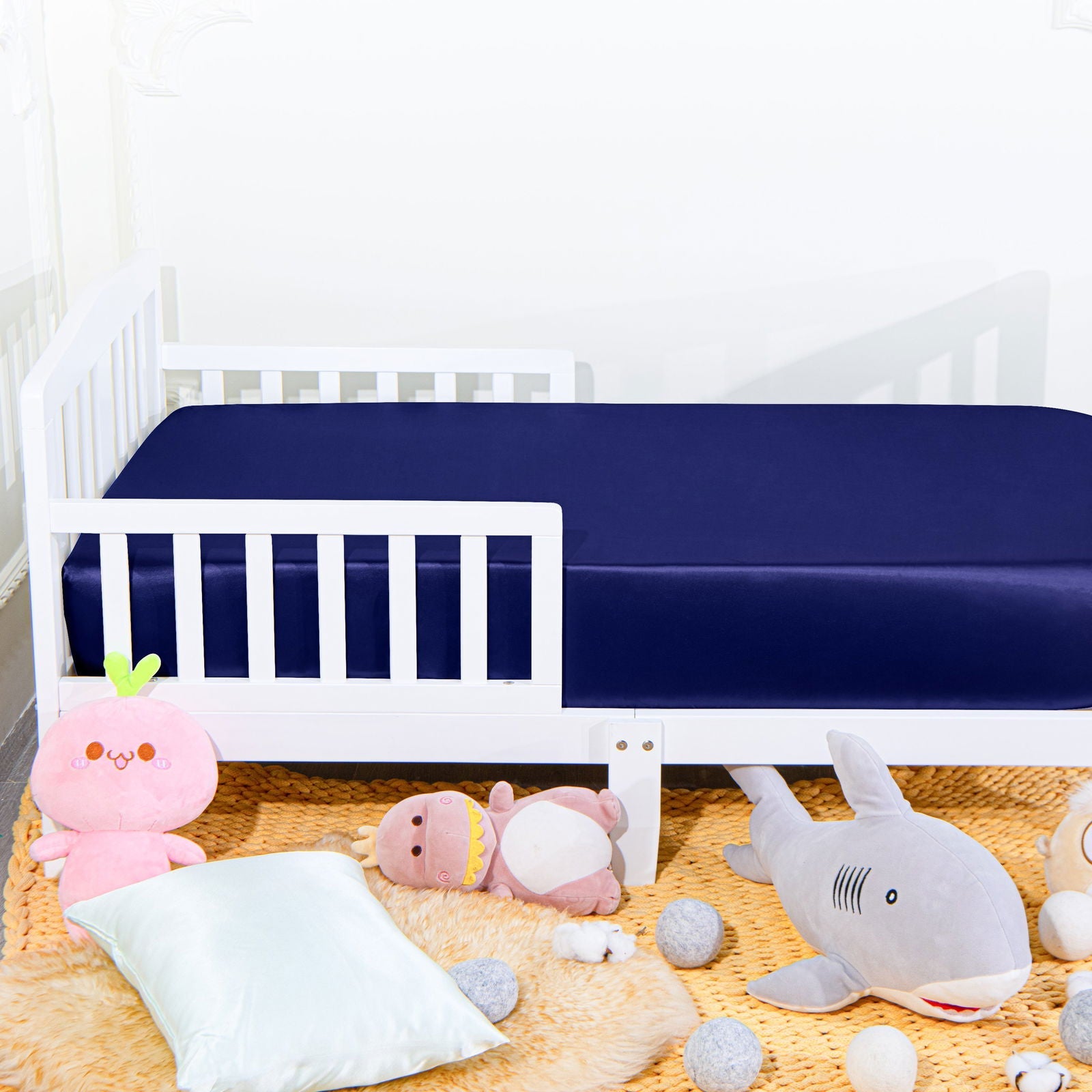 Solid Color Satin Toddler Fitted Sheet detail view by Fasiano