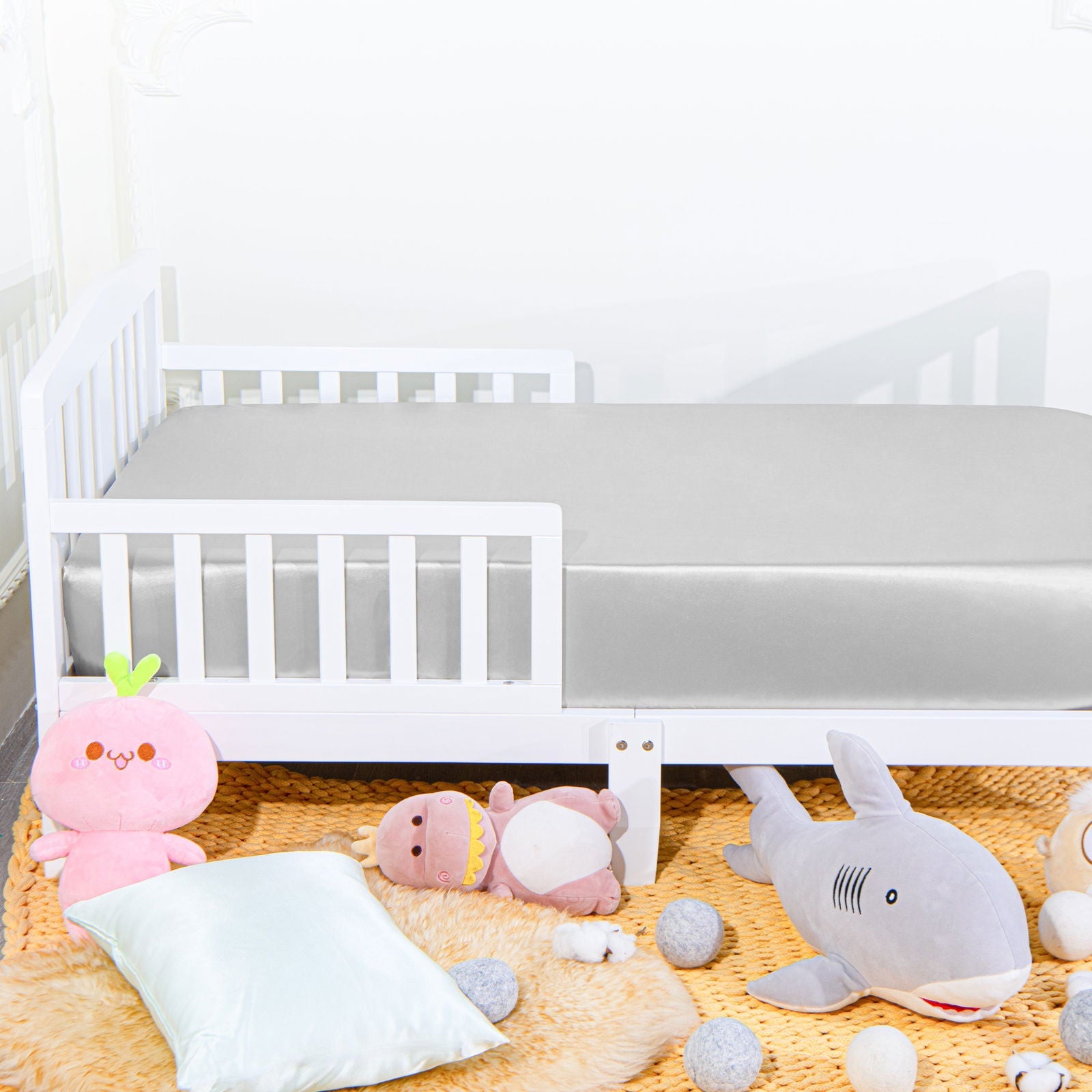 Solid Color Satin Toddler Fitted Sheet detail view by Fasiano