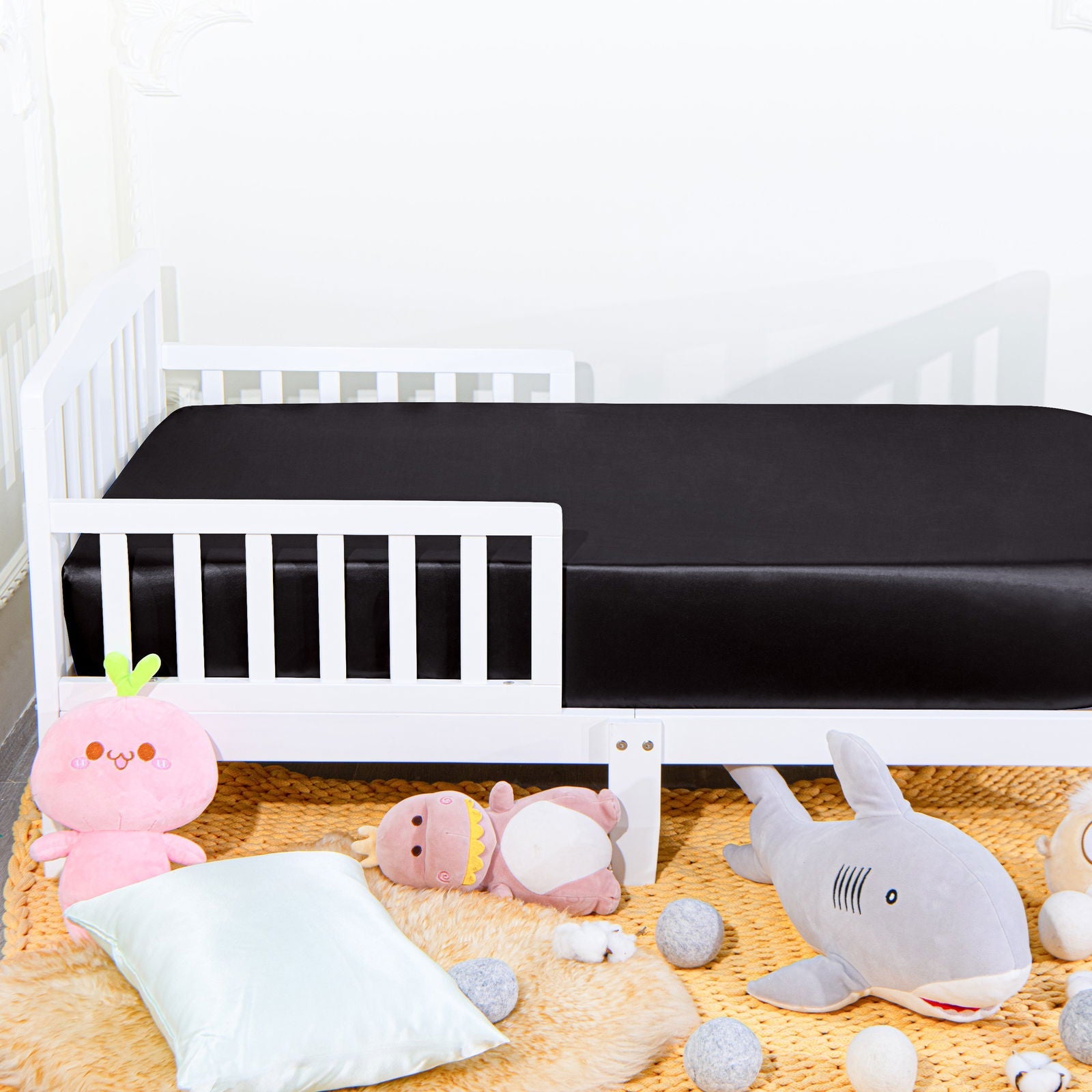 Solid Color Satin Toddler Fitted Sheet texture view by Fasiano