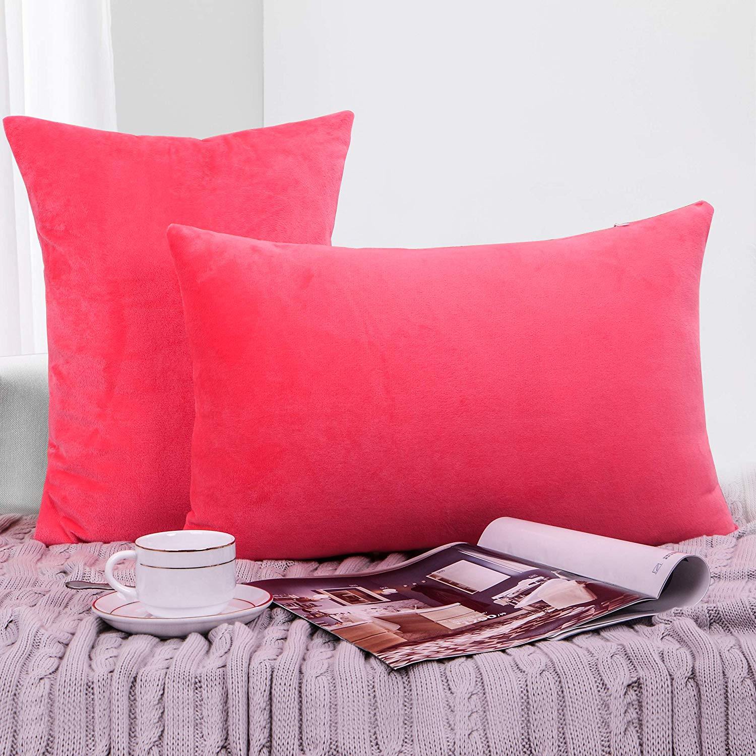 NTBAY 2 Pack Cozy Velvet Throw Pillow Cover - NTBAY